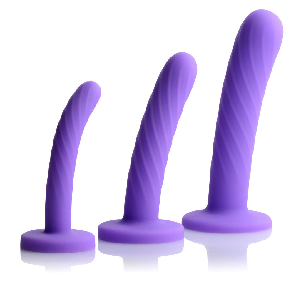 Trintiy Strap-On Silicone 3 Piece Dildo Set – Black