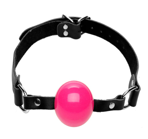 Pink Silicone Ball Gag with Leather Straps