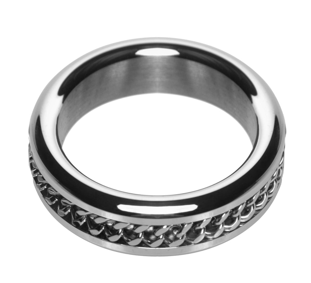 Metal Cock Ring with Chain Inlay- 1.75 In